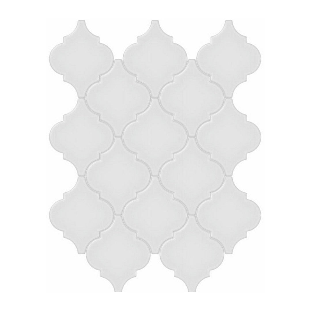 Qualis Ceramica Traditions 10.43" x 13.30" Glossy Porcelain Arabesque Mosaic