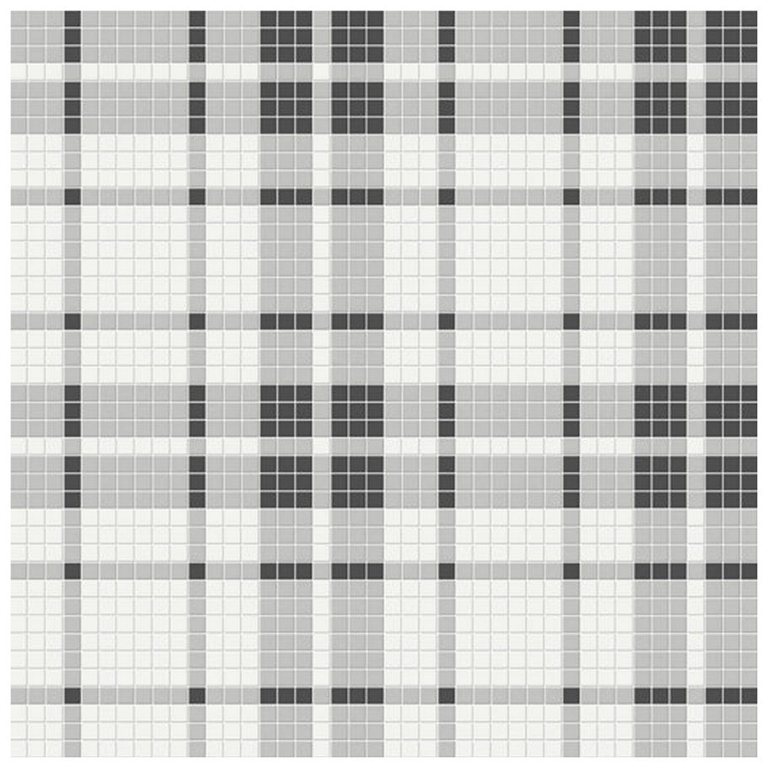 Qualis Ceramica Traditions 13.58" x 13.58" Matte Porcelain Plaid Pattern Mosaic