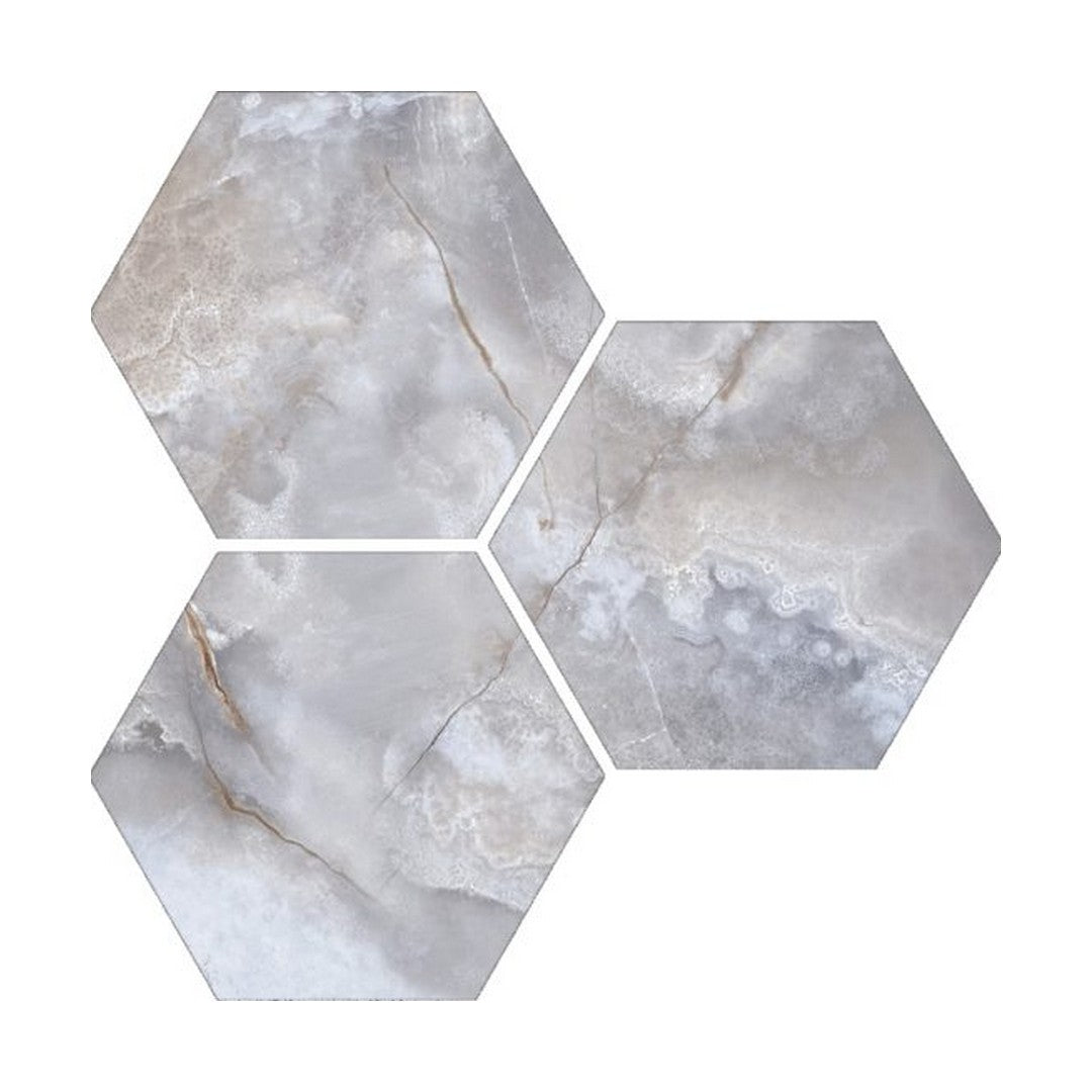 Qualis Ceramica Treasure 6" x 6" Carved Porcelain Hexagon Tile