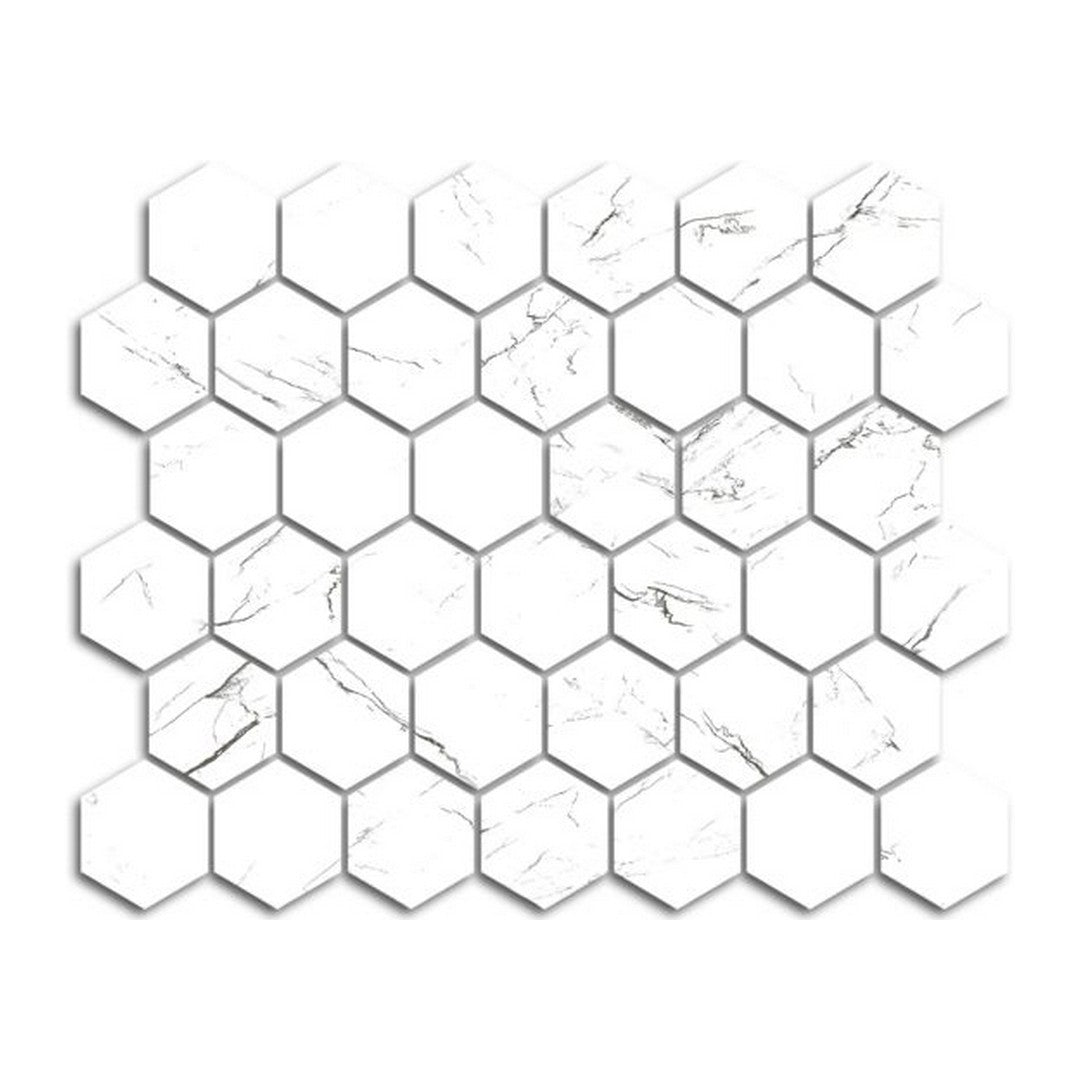 Qualis Ceramica Treasure 12" x 12" Carved Porcelain Hexagon 2" Mosaic