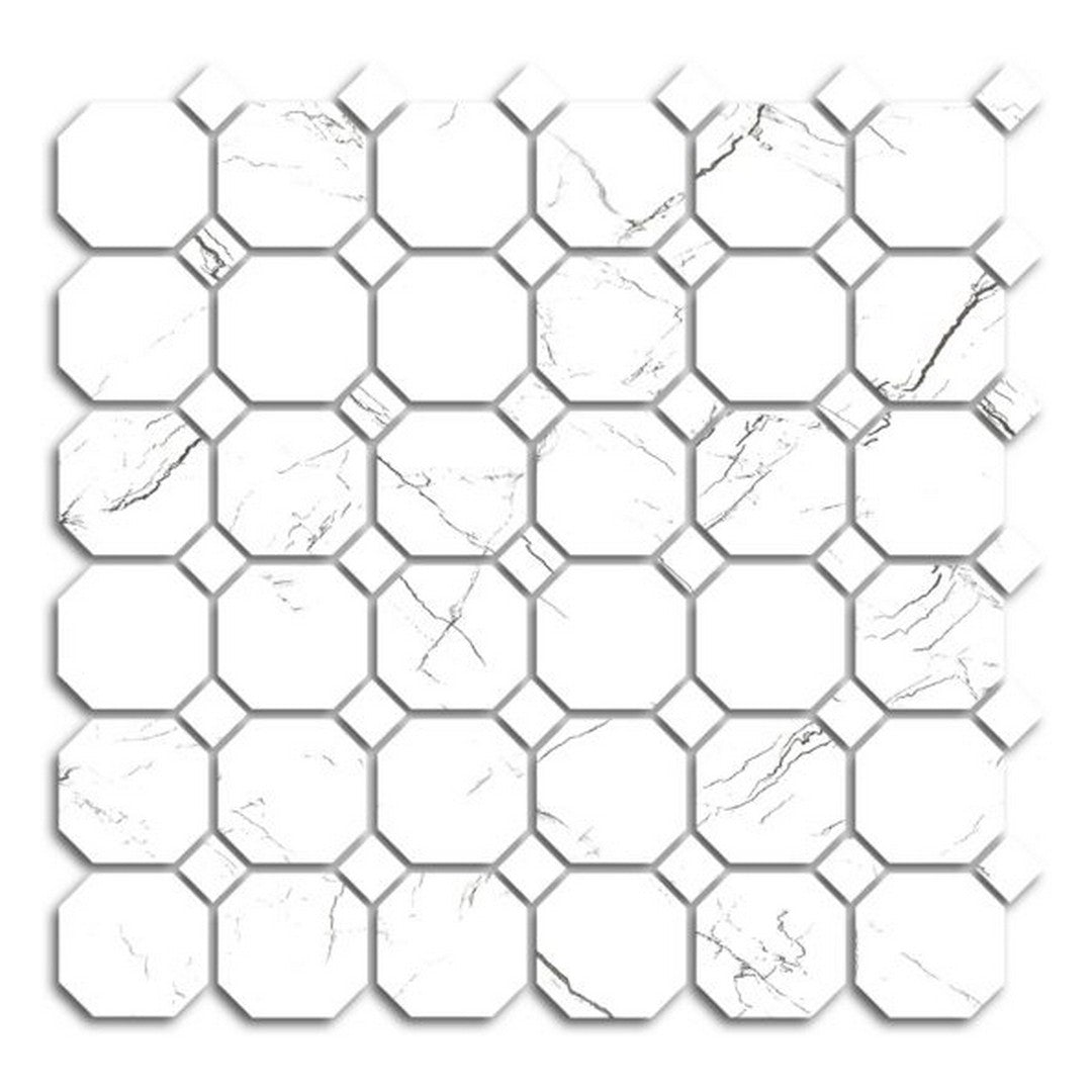 Qualis Ceramica Treasure 12" x 12" Polished Porcelain Octagon Dot Mosaic