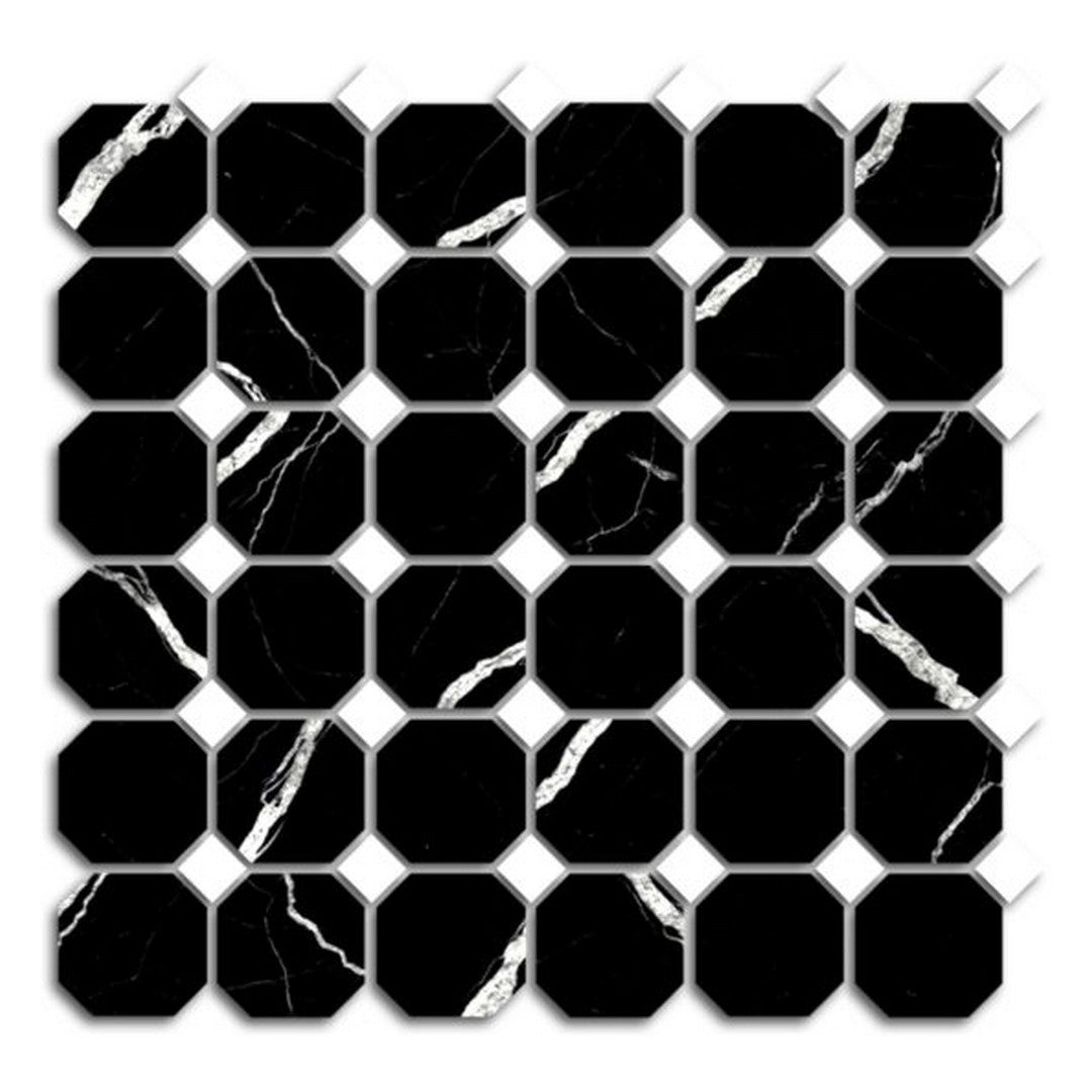 Qualis Ceramica Treasure 12" x 12" Polished Porcelain Octagon Dot Mosaic