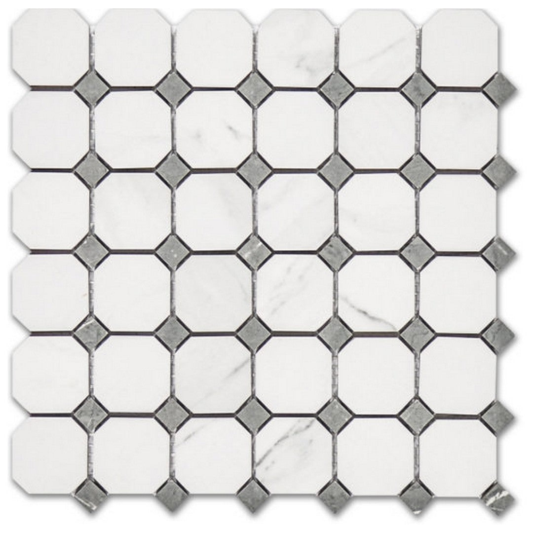 Qualis Ceramica Treasure 12" x 12" Polished Porcelain Octagon Dot Mosaic