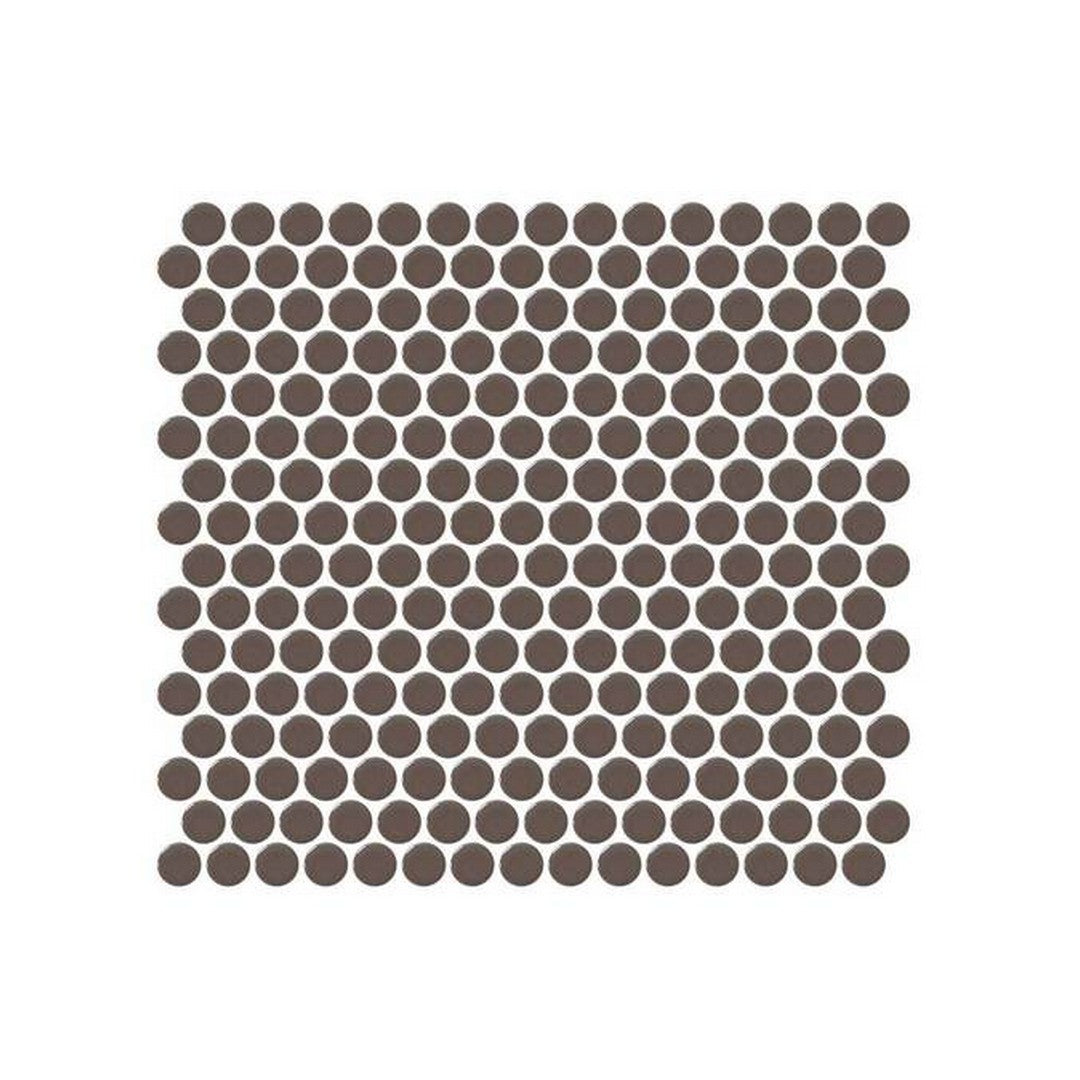 Daltile-Retro-Rounds-12-x-12-Glossy-Porcelain-1-Penny-Rounds-Mosaic-Saddle-Brown