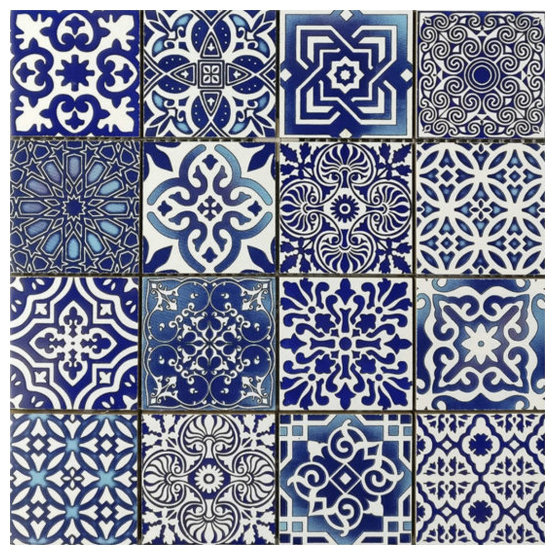 Qualis Ceramica Chelsea 11.8" x 11.8" Ceramic Patchwork Diamond Mosaic