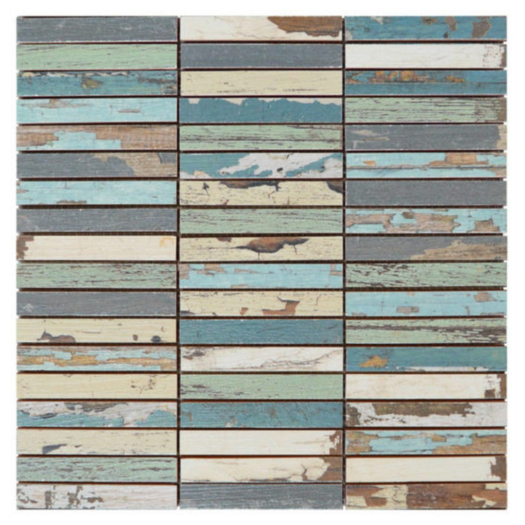 Qualis Ceramica Chelsea 12" x 12" Ceramic 0.7x4" Wood Rectangles Mosaic