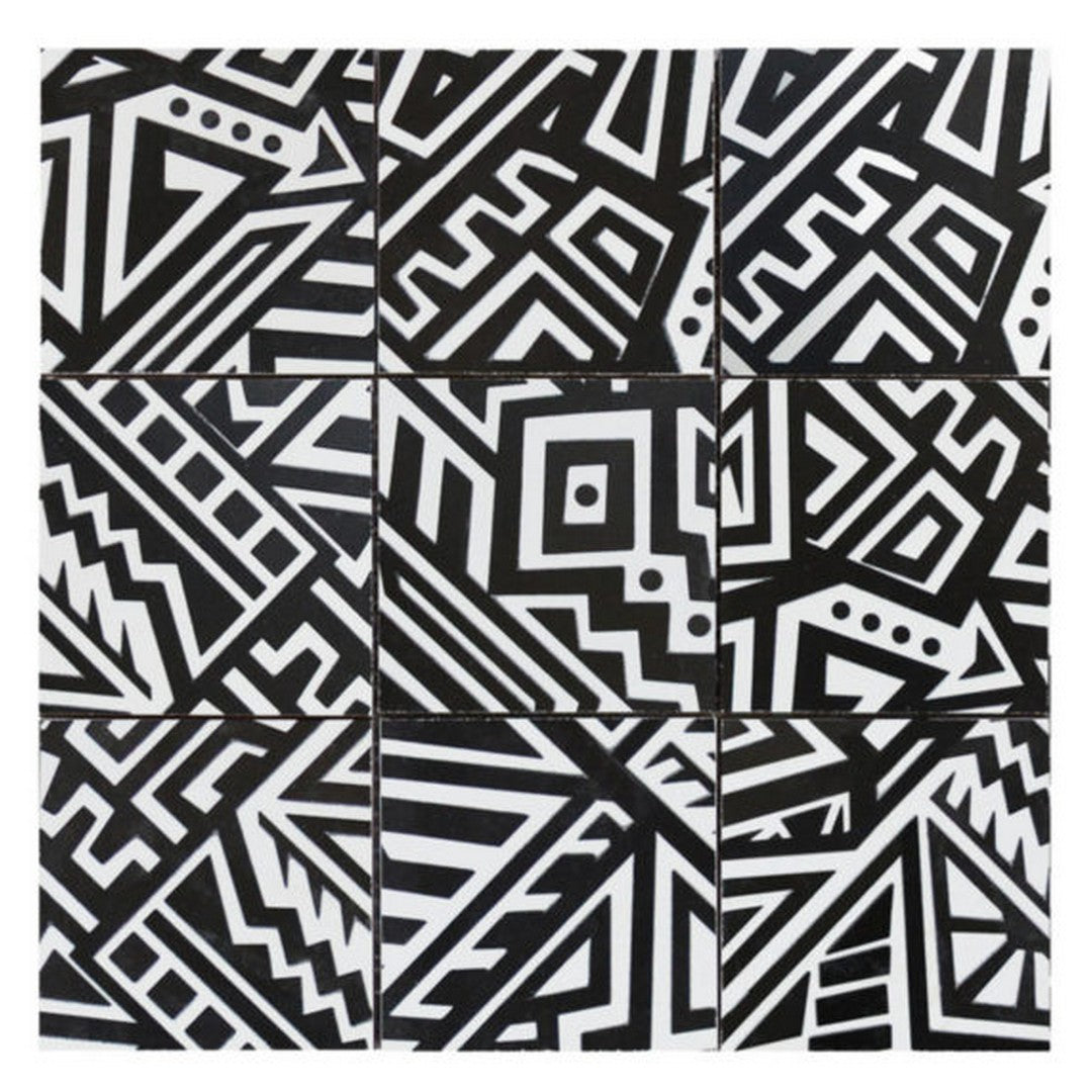 Qualis Ceramica Chelsea 12" x 12" Ceramic 4" Aztec Native Series Mosaic