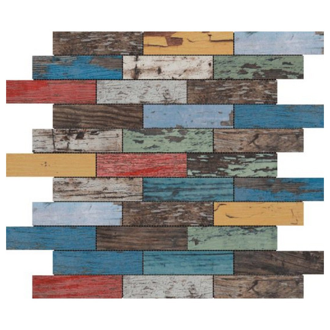 Qualis Ceramica Chelsea 12" x 12" Ceramic 1.1x4" Wood Mosaic