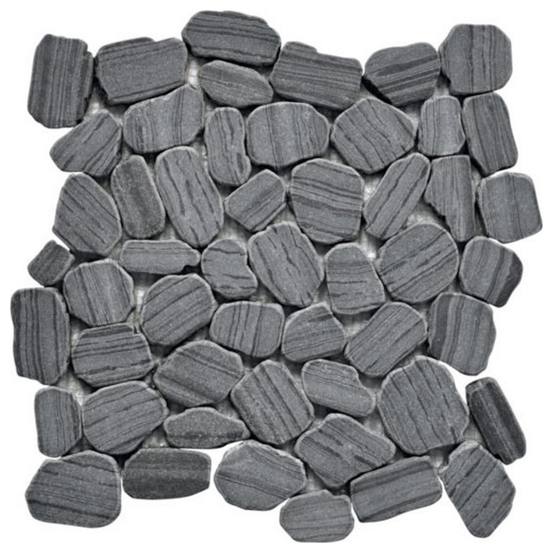 Qualis Ceramica Chelsea 11.8" x 11.8" Natural Stone Marble Striped Sliced Tumbled Mosaic