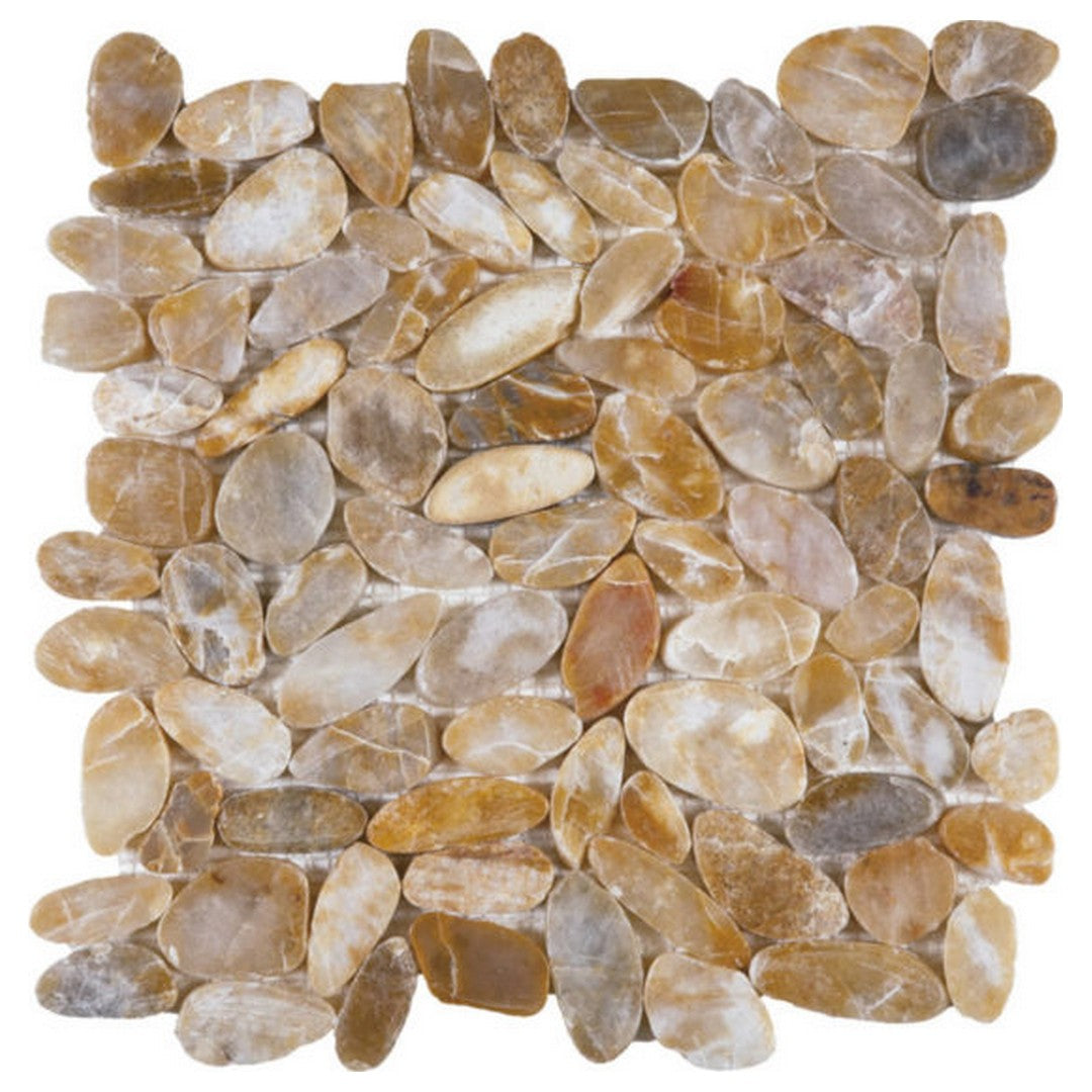 Qualis Ceramica Chelsea 12" x 12" Polished Natural Stone Sliced Pebble Mosaic