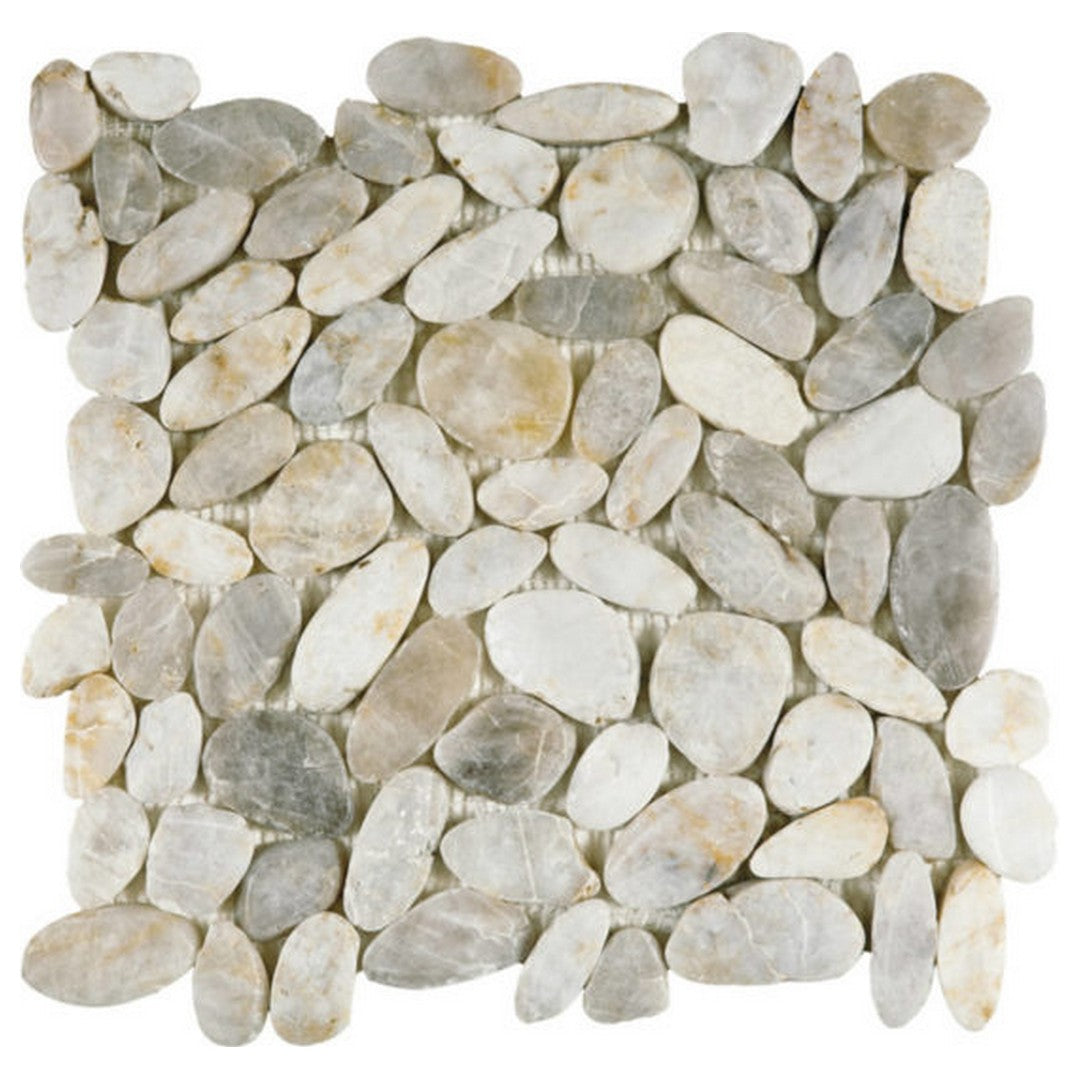 QC Chelsea 12" x 12" Polished Natural Stone Sliced Pebble Mosaic