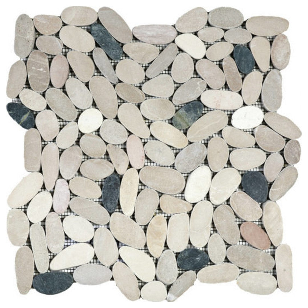 Qualis Ceramica Chelsea 12" x 12" Matte Natural Stone Sliced Pebble Mosaic