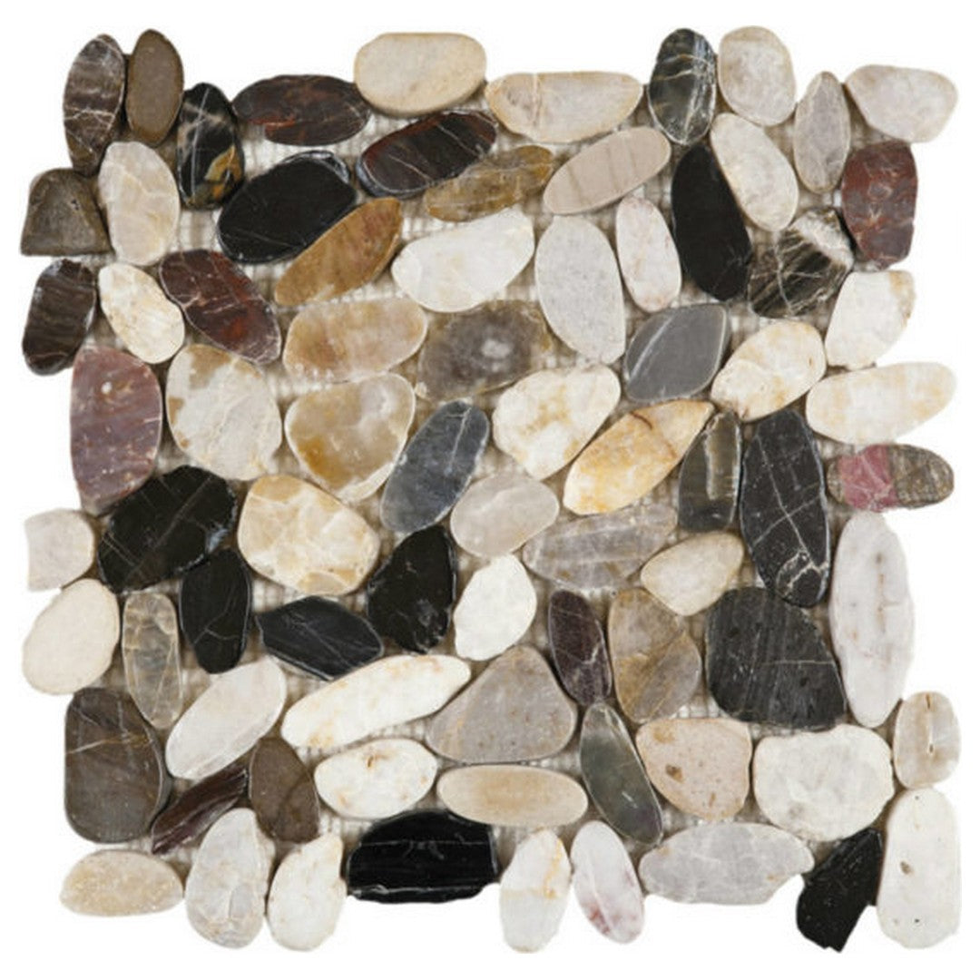QC Chelsea 12" x 12" Polished Natural Stone Sliced Pebble Mosaic