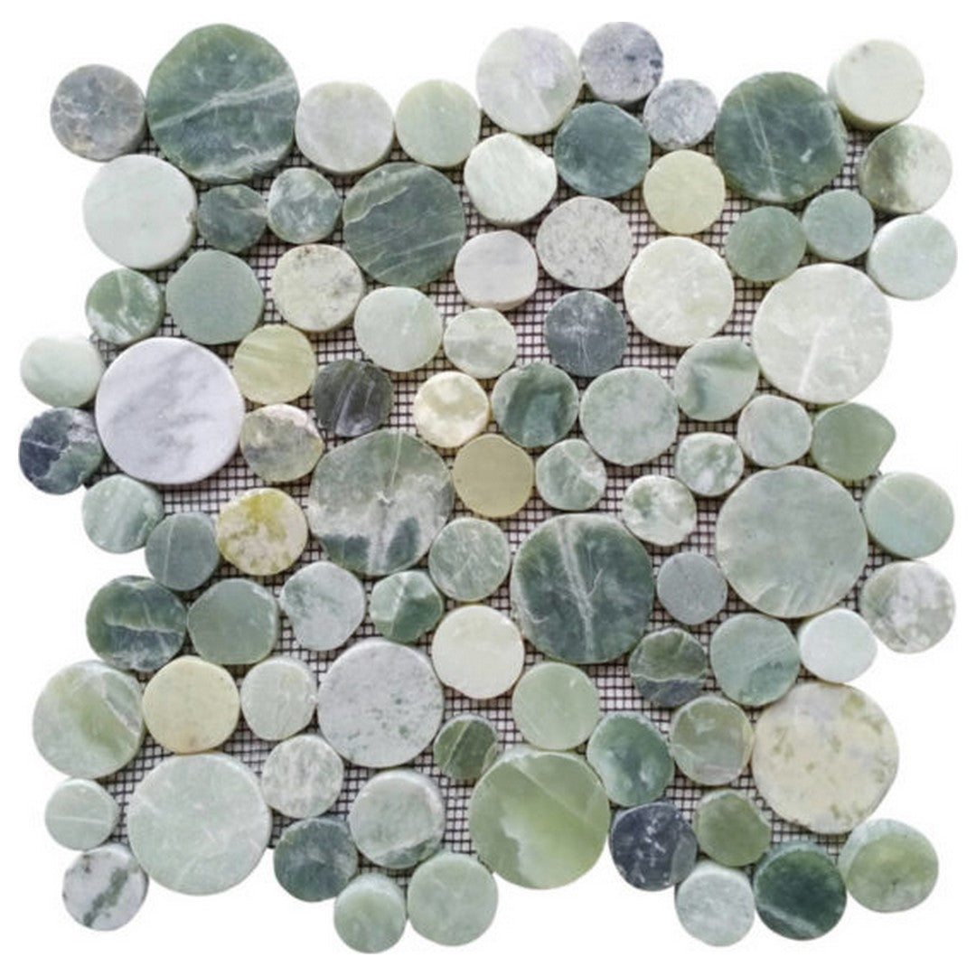 Qualis Ceramica Chelsea 12" x 12" Natural Stone Semi-Precious Round Mosaic