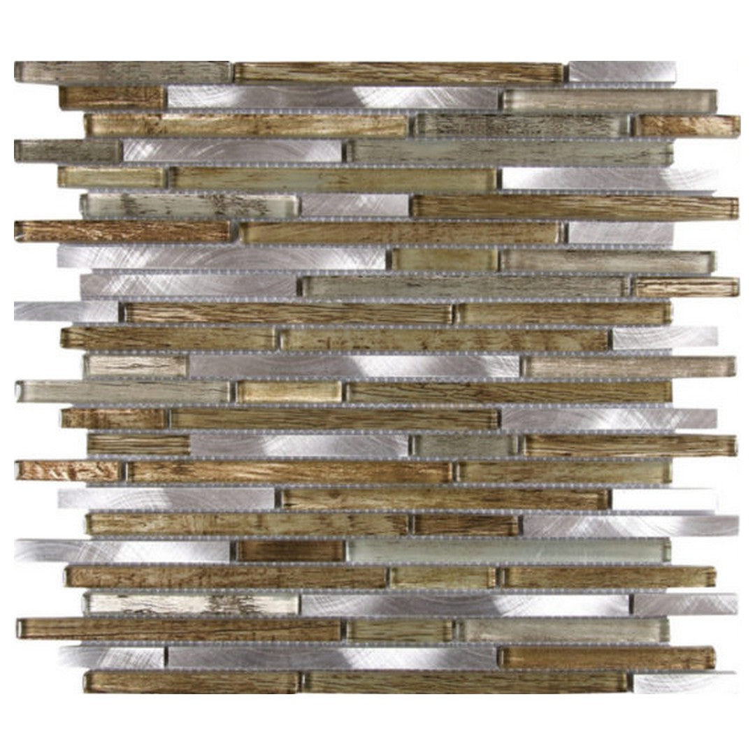 Qualis Ceramica Chelsea 11" x 12" Glass Metal Mix Baguette Mosaic