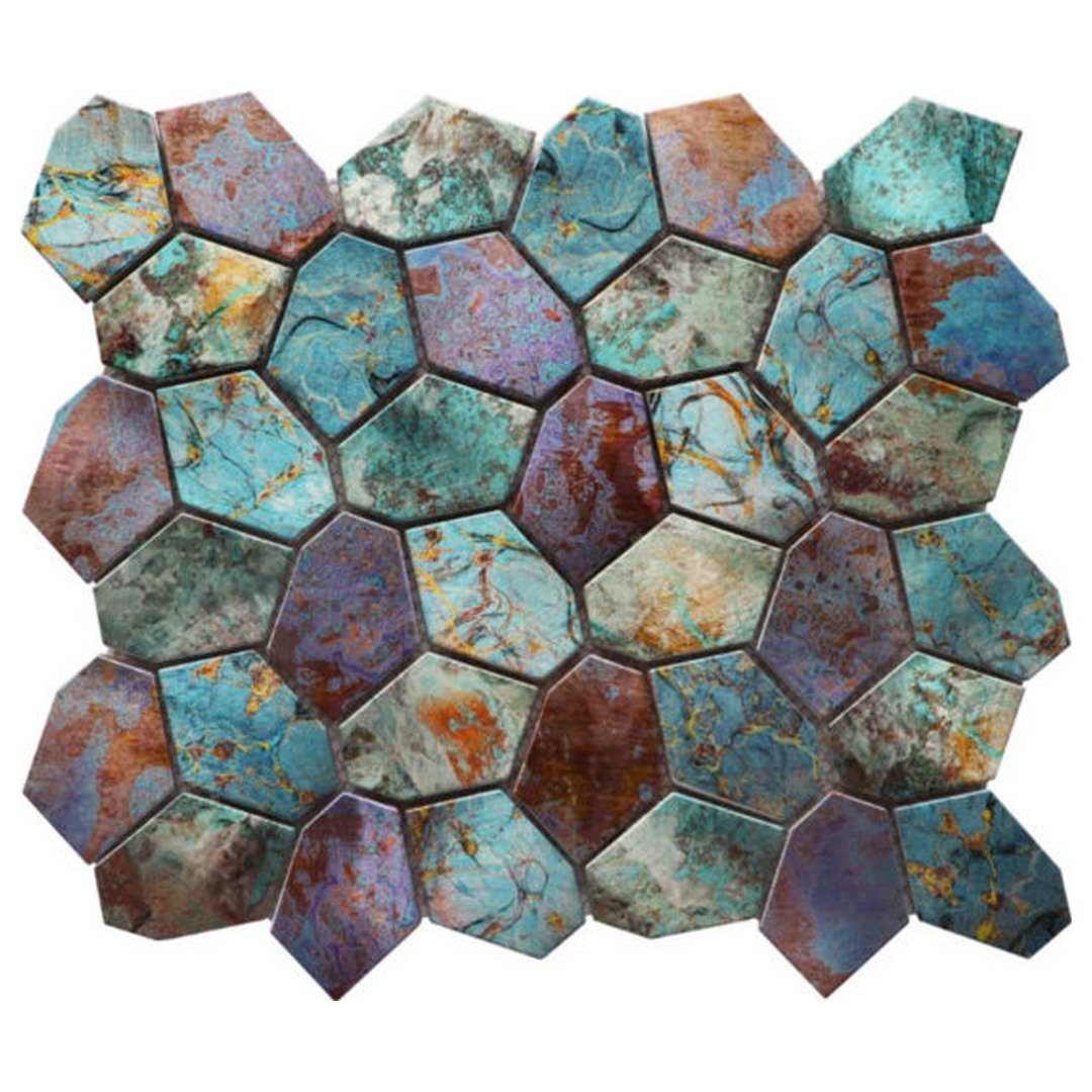 Qualis Ceramica Chelsea 11" x 12" Metallic Mix Hex Mosaic