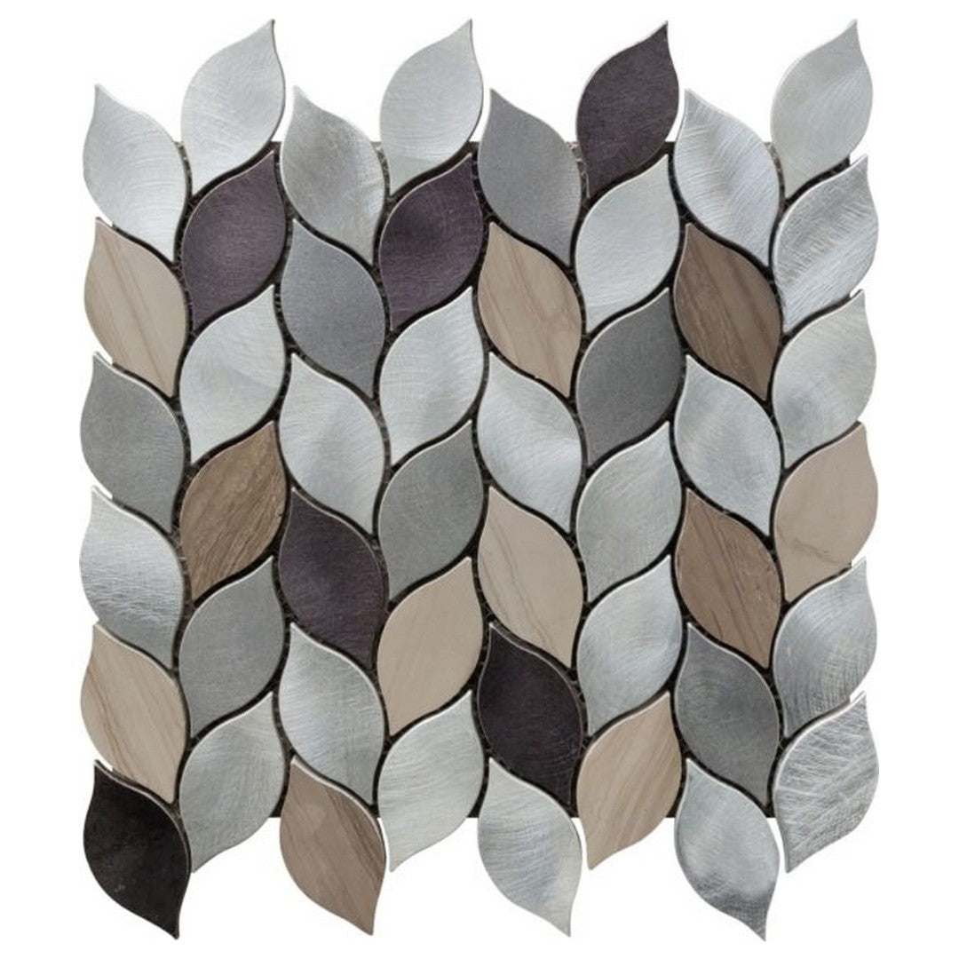 Qualis Ceramica Chelsea 11" x 12" Aluminum & Marble Leaves 19 Mosaic