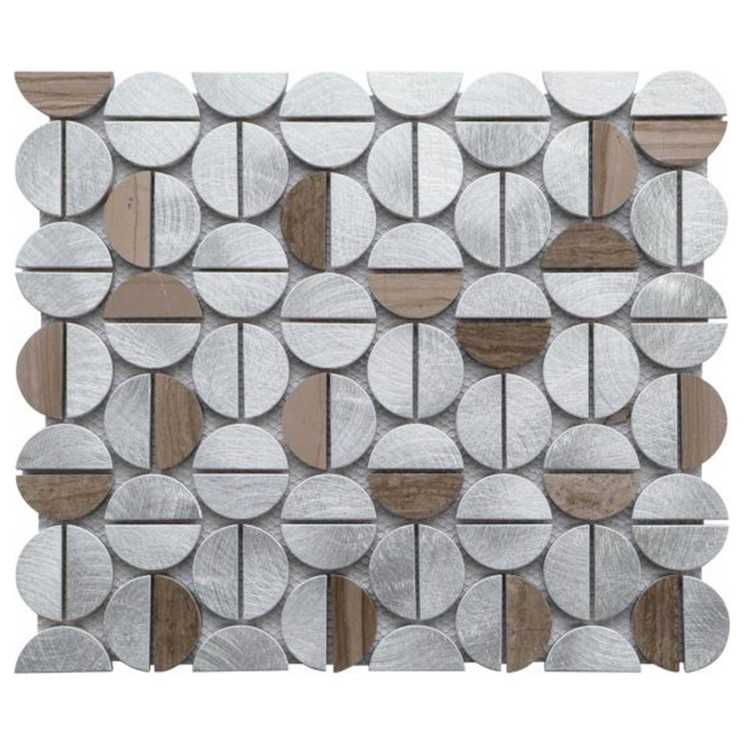 Qualis Ceramica Chelsea 12" x 14" Aluminum Marble Semi Circle 19 Mosaic