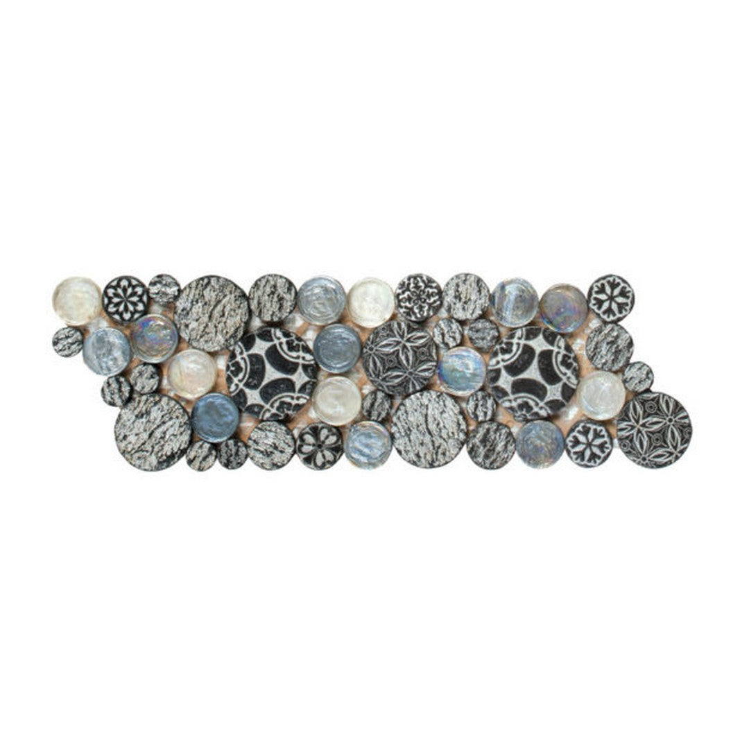 Qualis Ceramica Chelsea 4" x 12" Mixed Material Penny Round Decor Glass Border