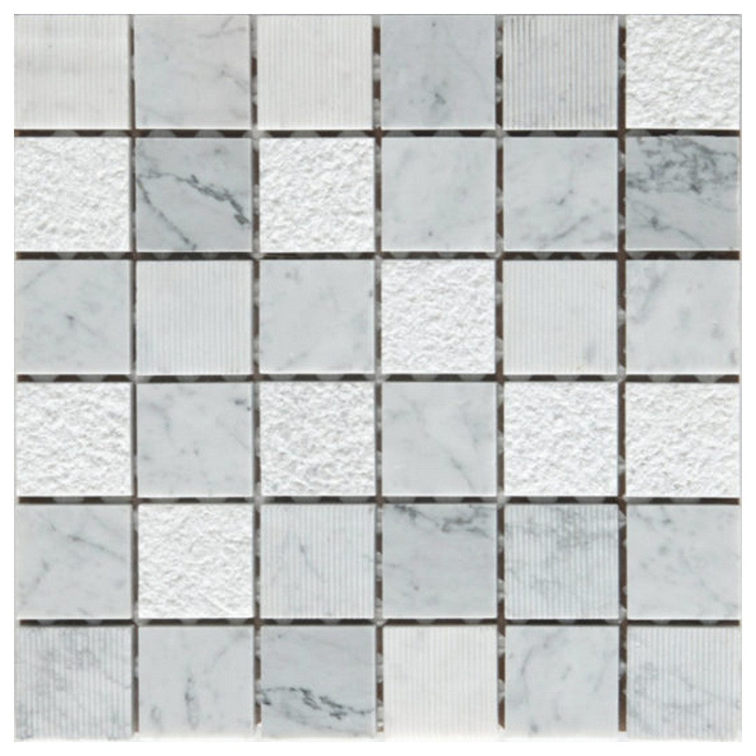 Qualis Ceramica Chelsea 12" x 12" Natural Stone 2" Marble Sand Blasted Mosaic
