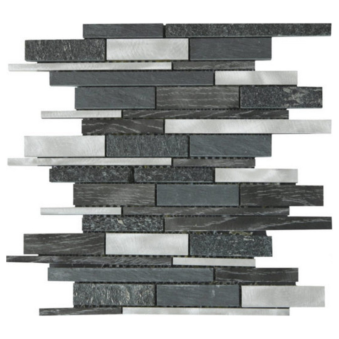 Qualis Ceramica Chelsea 12" x 12" Mixed Material Aluminum Baguette Mosaic