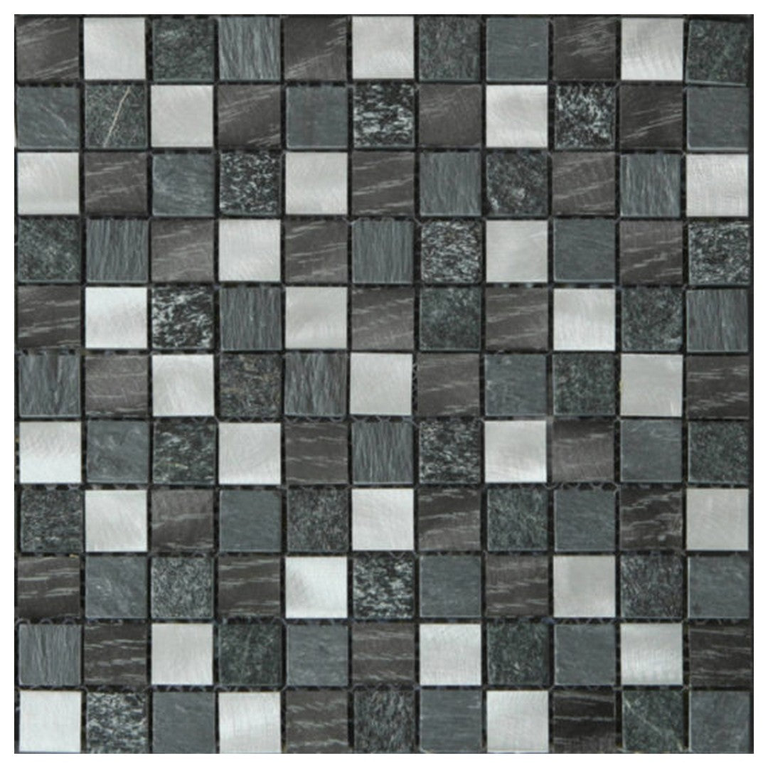 Qualis Ceramica Chelsea 12" x 12" Mixed Material Stone Aluminum Mix Mosaic
