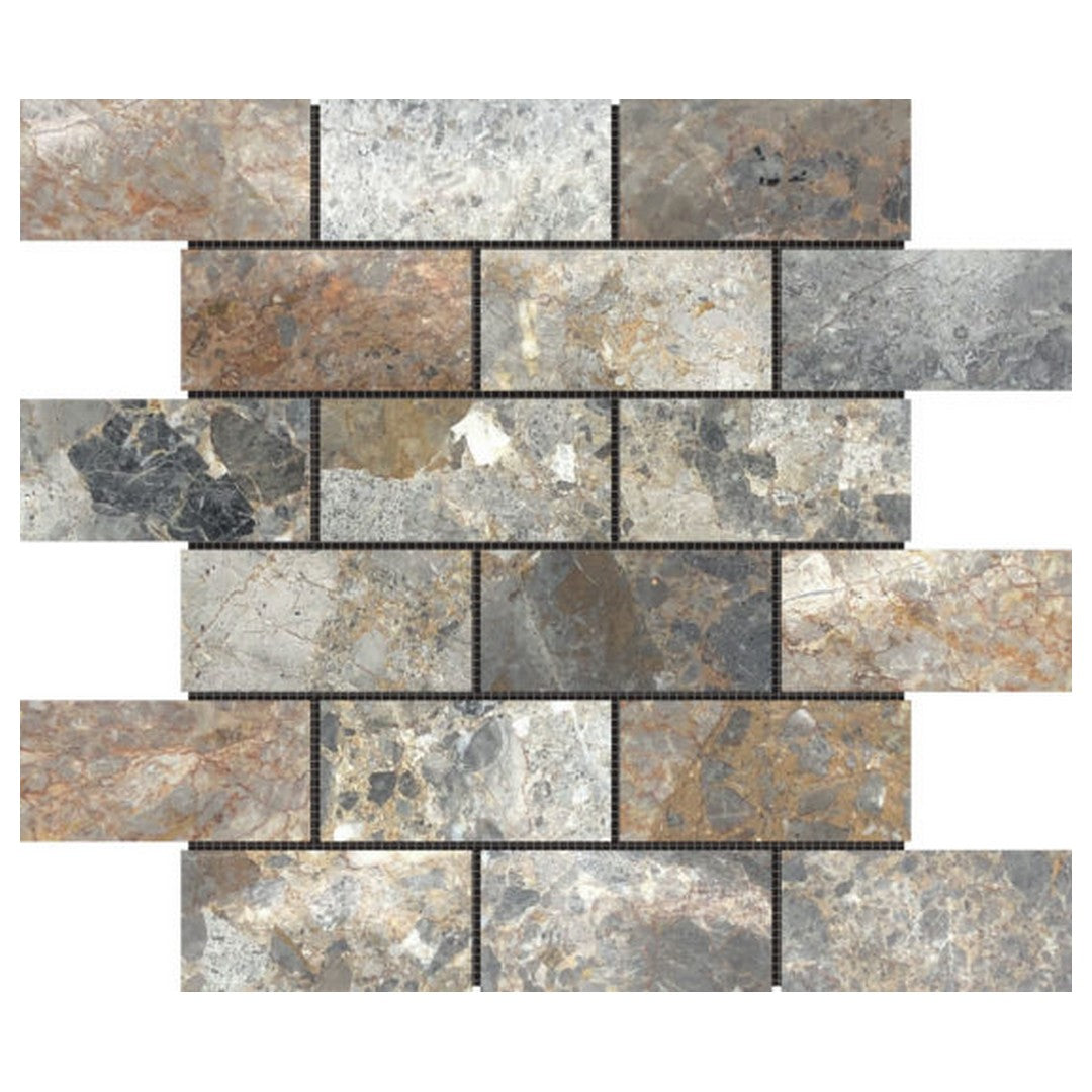 Qualis Ceramica Chelsea 11.8" x 11.8" Marble Elongated Hex Leaves Mosaic