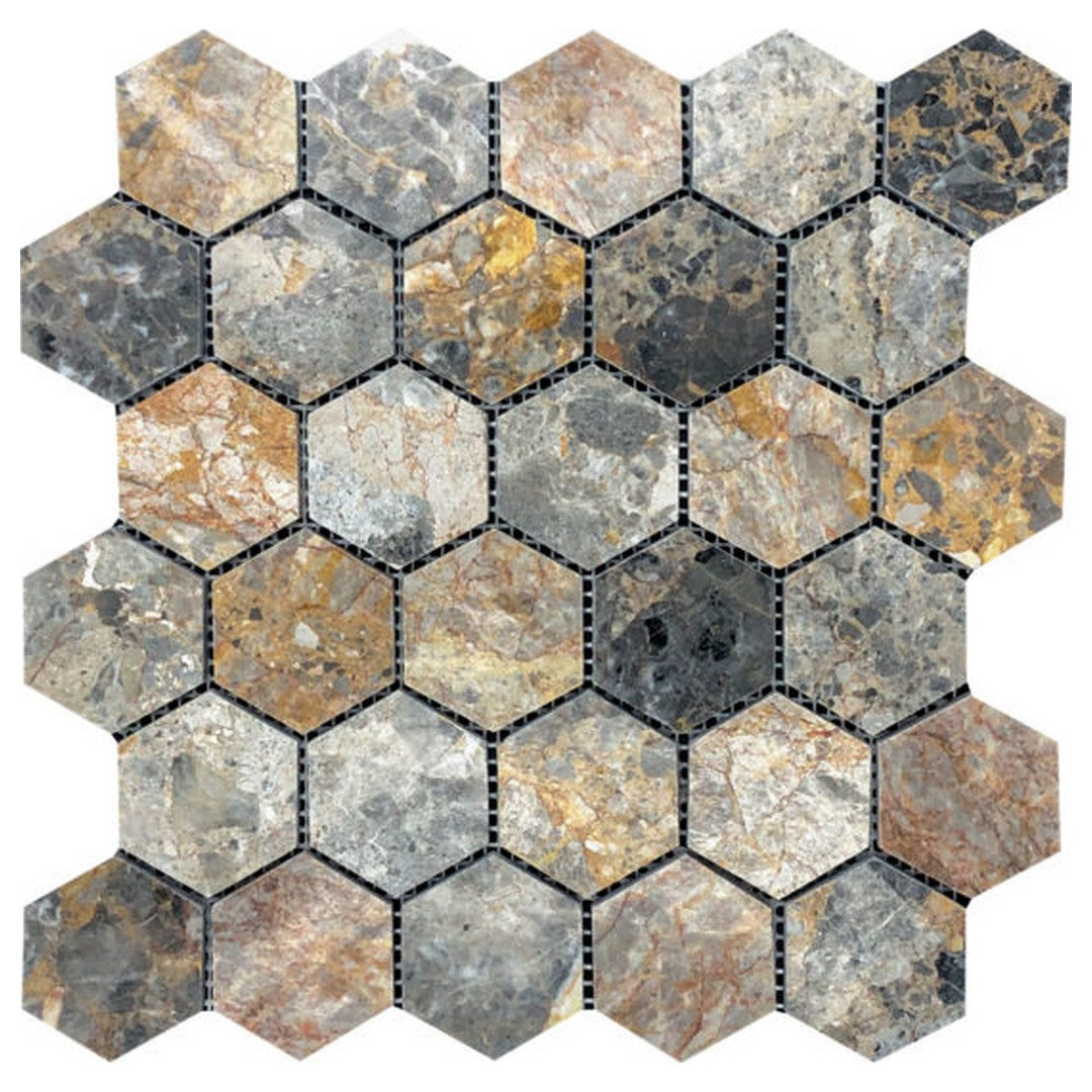 Qualis Ceramica Chelsea 12" x 12" Marble Hex Mosaic