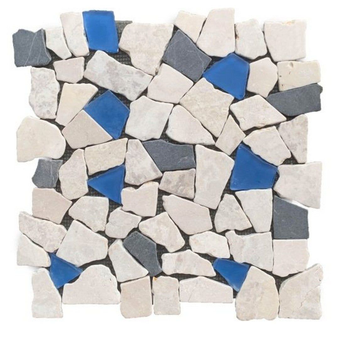 Qualis Ceramica Chelsea 12" x 12" Mixed Material Mini Opus Marble Mix Glass Mosaic