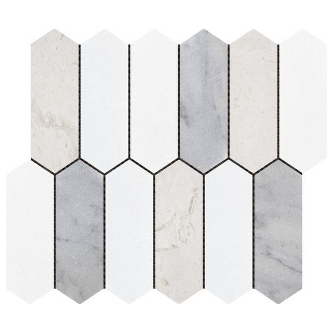 Qualis Ceramica Chelsea 10" x 12" Marble 2x6" Picket Mosaic