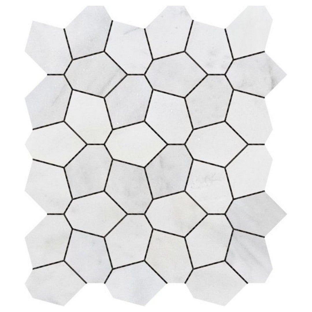 Qualis Ceramica Chelsea 9.7" x 11" Natural Stone Irregular Hex Marble Mosaic