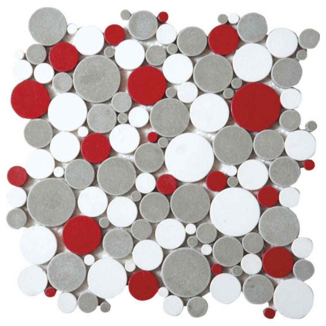 Qualis Ceramica Chelsea 12" x 12" Natural Stone Penny Rounds Mosaic