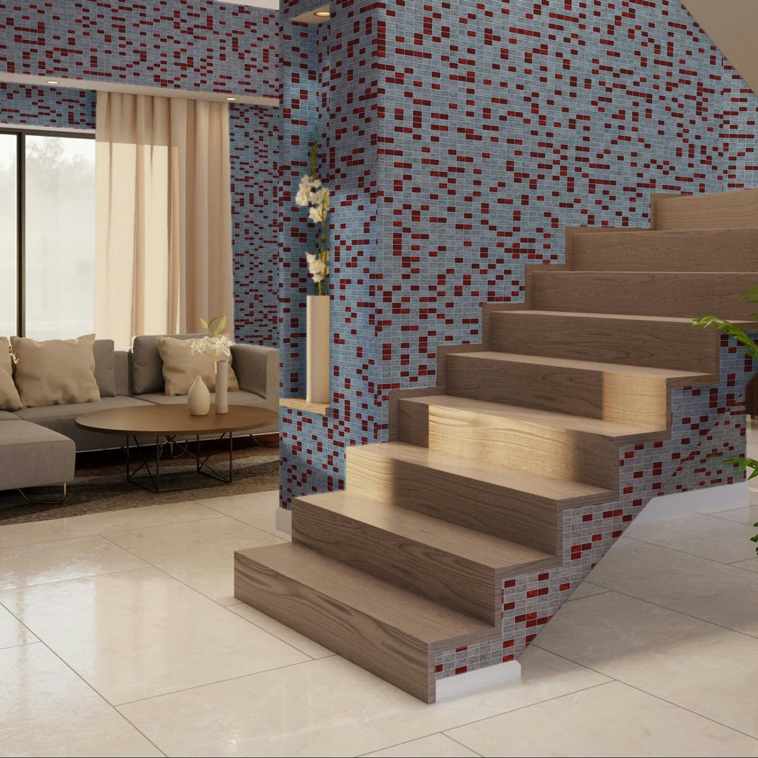 Qualis-Ceramica-Chelsea-12-x-12-Natural-Natural-Stone-1x2-Quartzite-Glass-Mosaic-Grey-Natural-Quartzite-Red-Glass