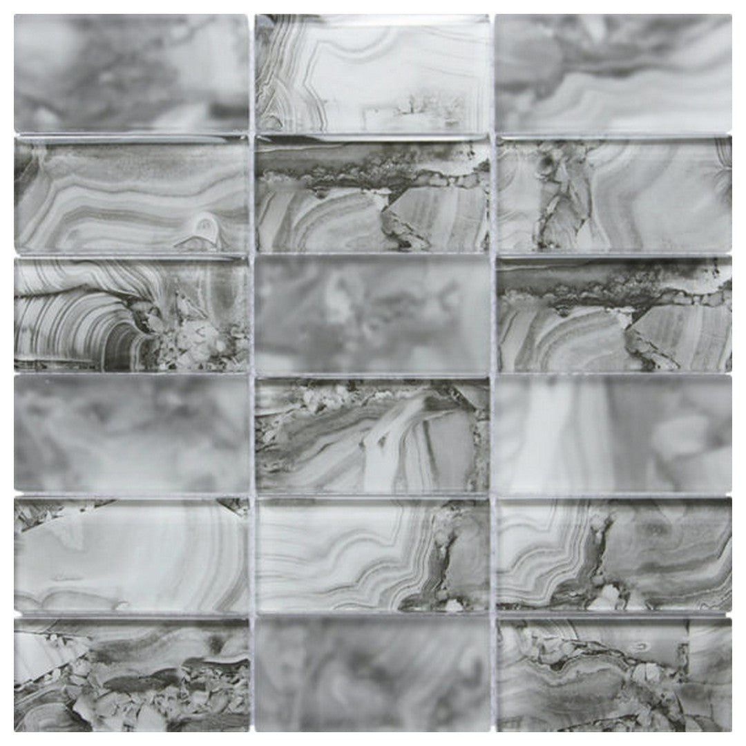 QC Chelsea 11.8" x 11.8" Glossyy Glass Onyx Pattern Mosaic