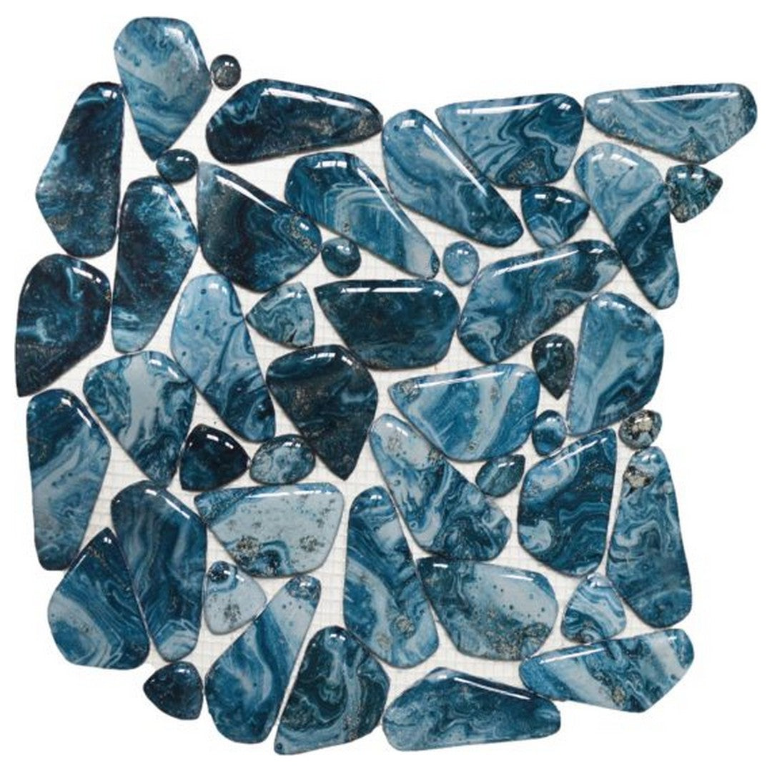 Qualis Ceramica Chelsea 11.4" x 11.4" Glass Marble Mix Pebble Pattern Mosaic