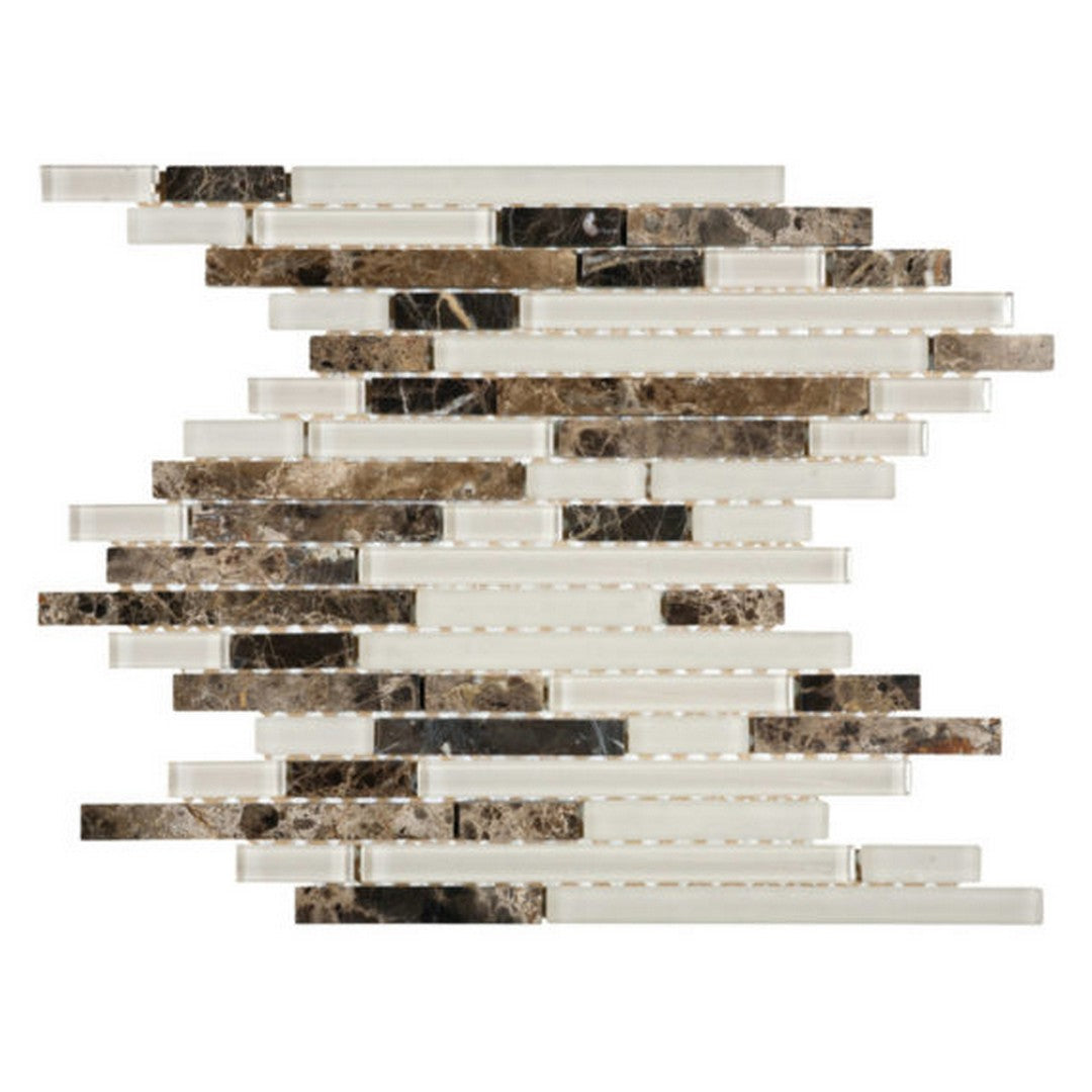 Qualis Ceramica Chelsea 11.9" x 12.1" Glass Marble Mix Baguette Mosaic
