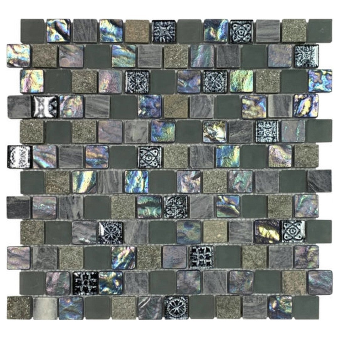 Qualis Ceramica Chelsea 12" x 12" Natural Stone 1" Glass Mosaic