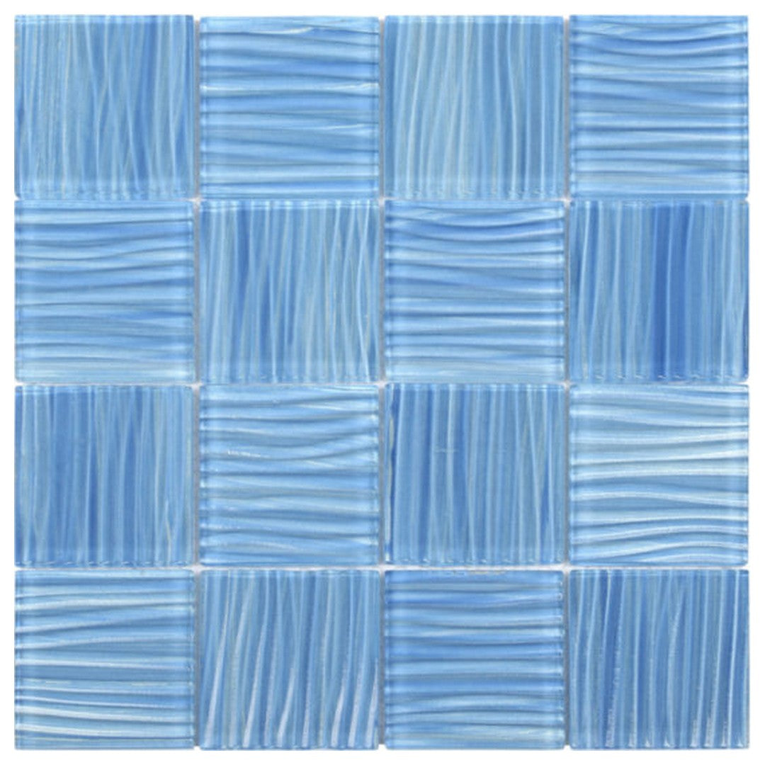 Qualis Ceramica Chelsea 12" x 12" Glass 3" Pool Striped Mosaic