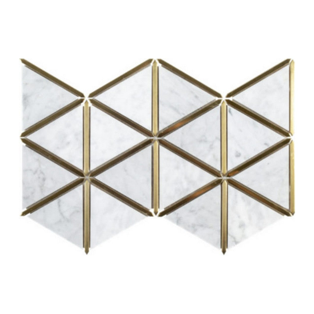 Qualis Ceramica Hamptons 9" x 15" Natural Stone Gilded Triangles Mosaic