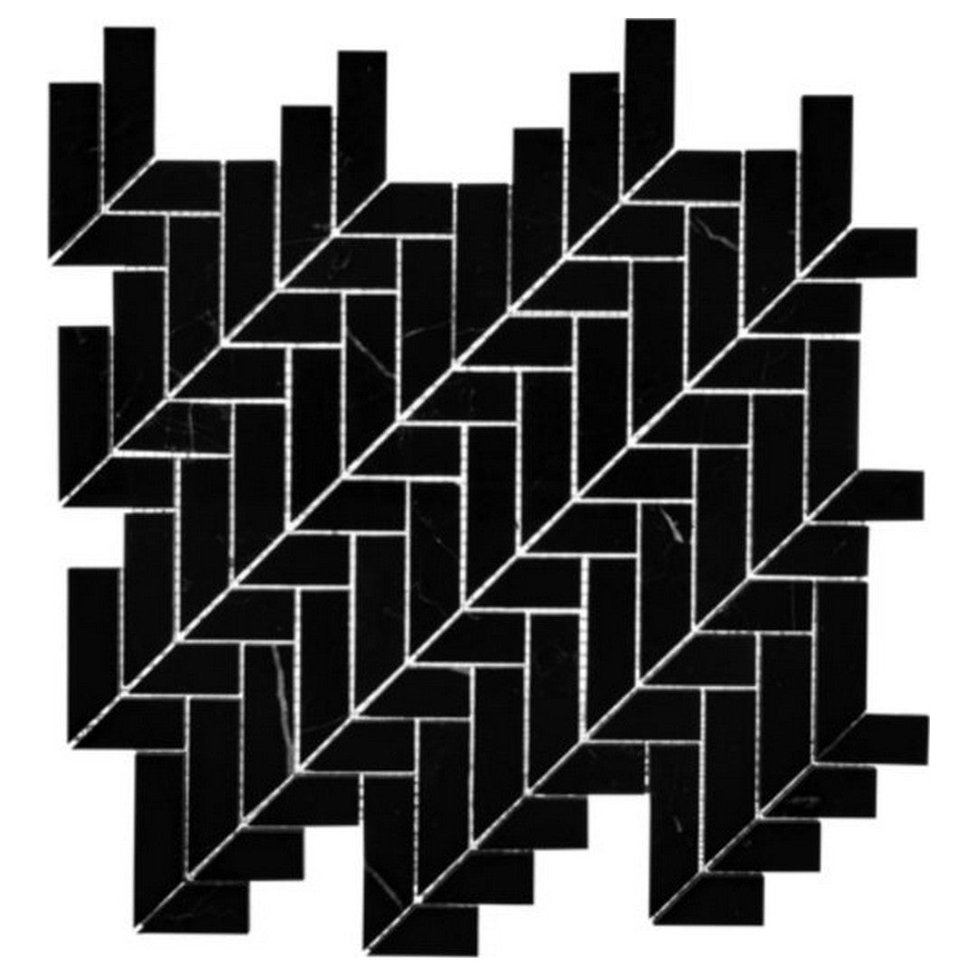 Qualis Ceramica Hamptons 11" x 12" Natural Stone Arrow Nero Mosaic
