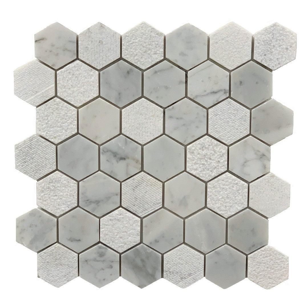 Rickert Carrara 12" x 12" Polished Marble 2" Hexagon Mosaic