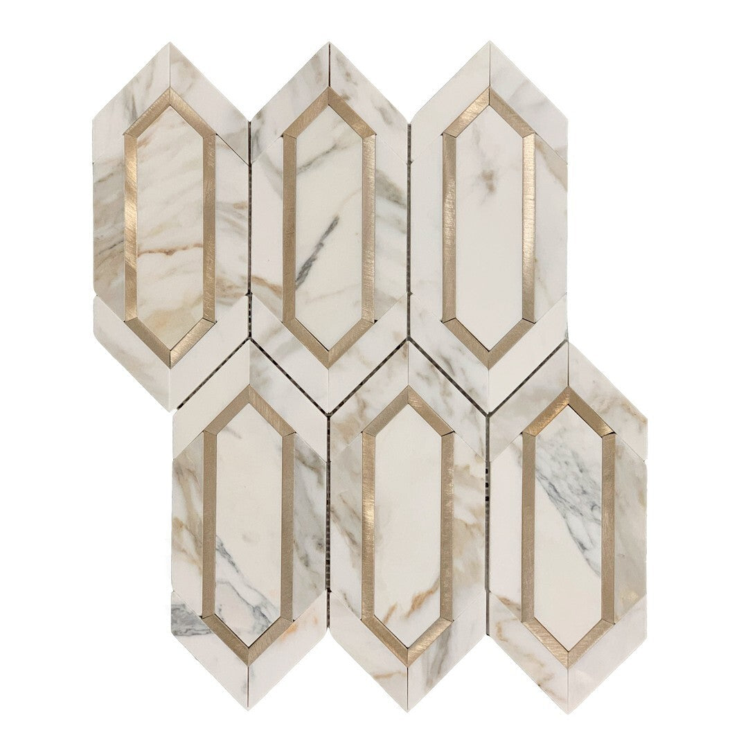 Rickert Aluminum Picket 11.5" x 14.33" Polished Marble Mosaic