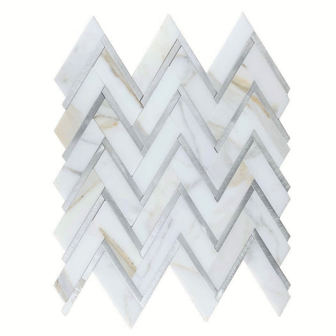 Rickert Chevron 11" x 13" Polished Marble Mosaic