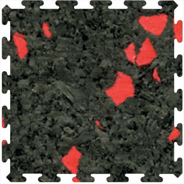 Flexco Prime Sports 34.25" x 34.25" Smooth 0% Black Chip Color Rubber Interlocking Tile 12mm