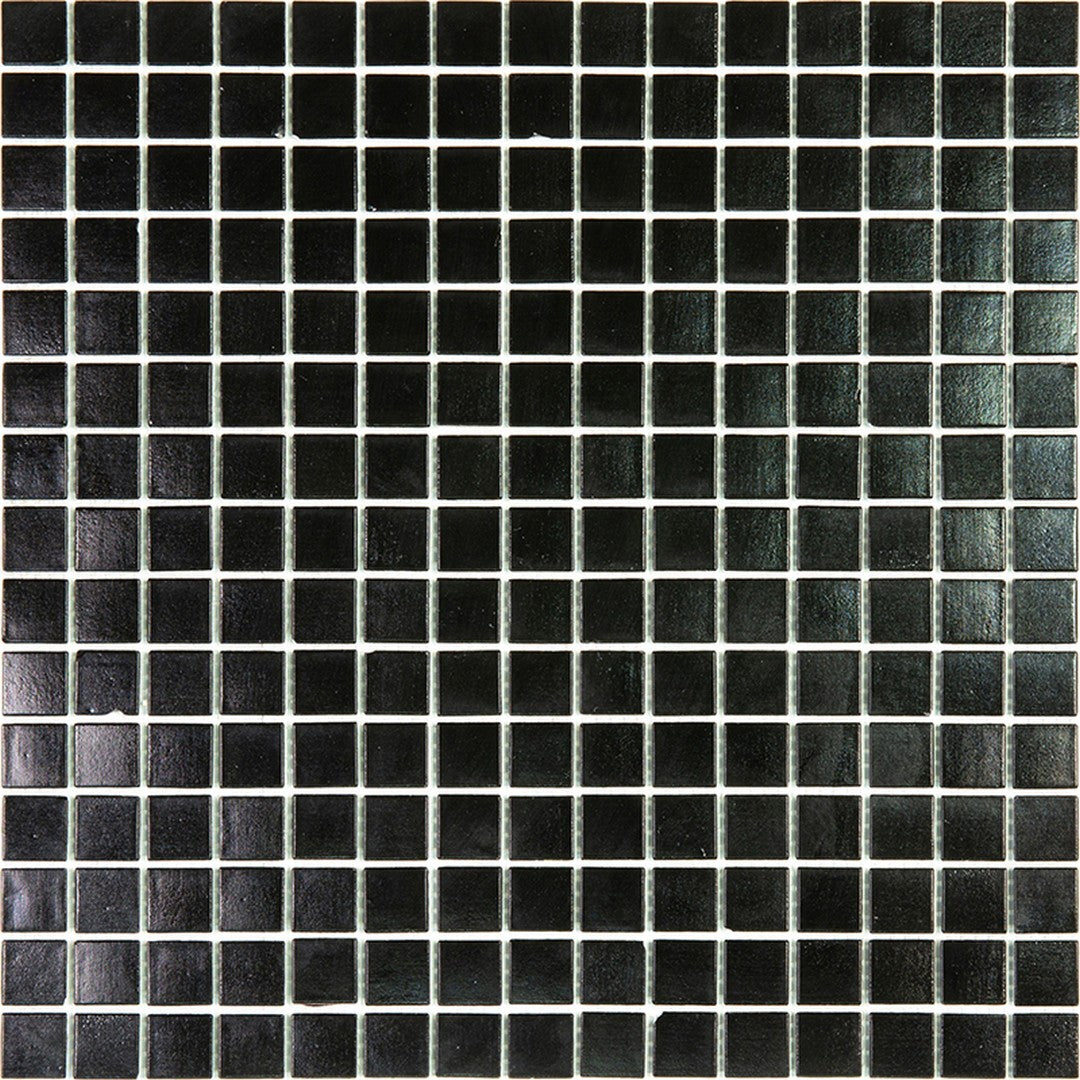 MiR Alma Solid Color 0.8" Sandy Black 12" x 12" Glass Mosaic