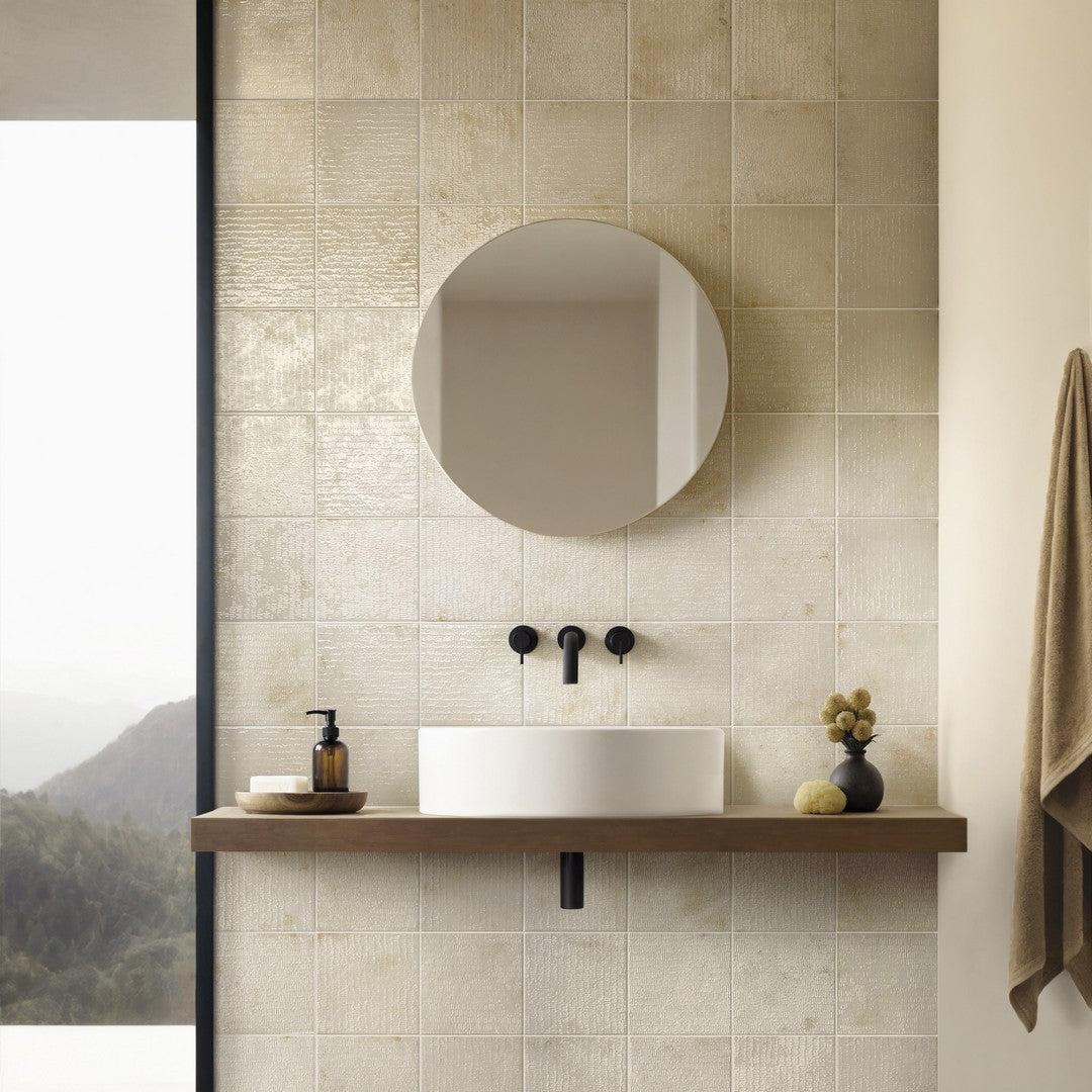 Settecento-Inciso-6-x-6-Glossy-Grooved-Texture-Porcelain-Wall-Tile-Desert