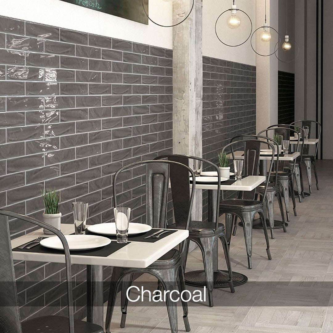 Settecento-New Yorker-3-x-12-Glossy-Ceramic-Wall-Tile-Charcoal