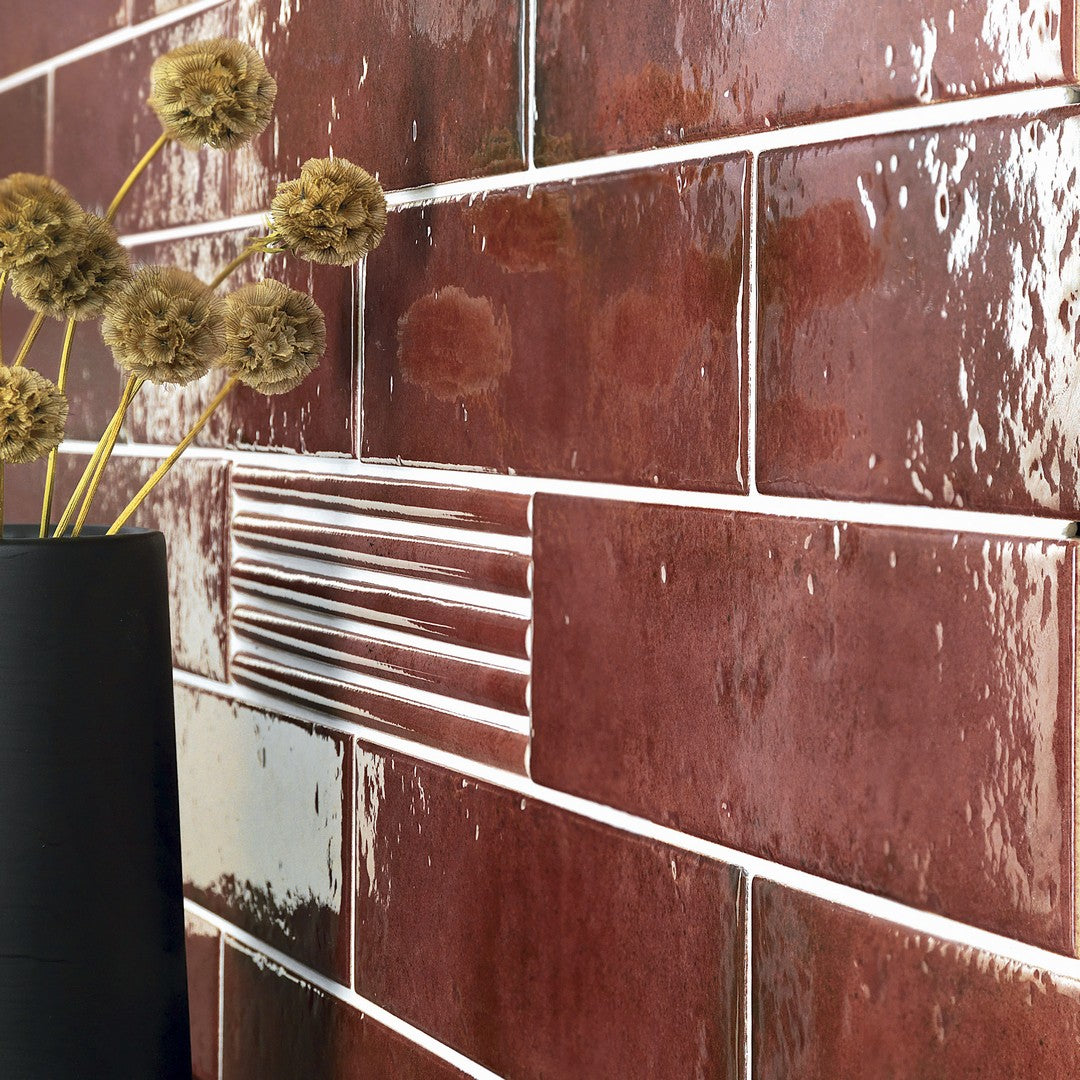 Settecento-Oxida-3-x-12-Glossy-Porcelain-Wall-Tile-Red