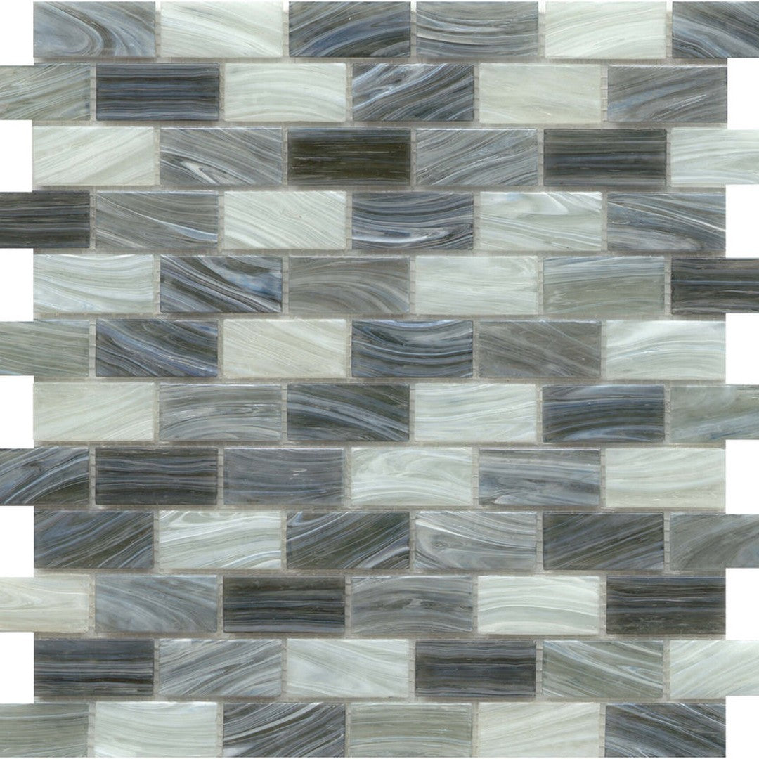 Emser Swirl 12" x 12" Gloss Glass Offset Mosaic