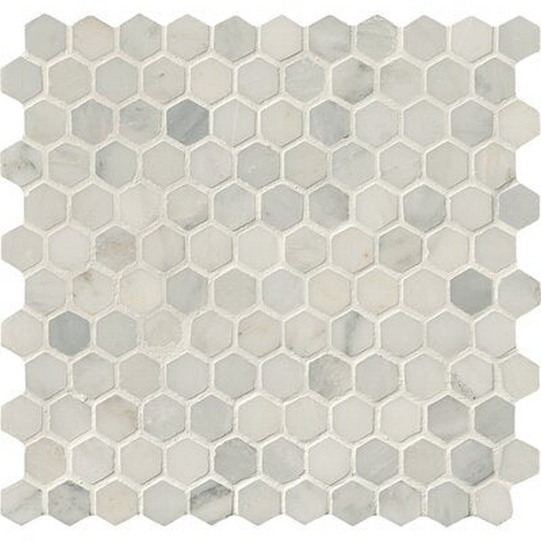MS International Arabescato Carrara 12" x 12" Honed Marble Hexagon 1" Mosaic